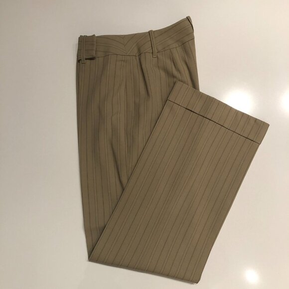 Ann Taylor Loft Striped Straight Leg Cuffed Mid-Rise Trousers Tan + Green Sz 6 - Picture 10 of 10